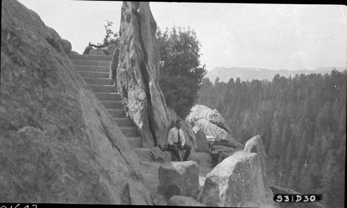 Moro Rock, SNP. Construction, stairs near the top. NPS Individuals, John Diehl