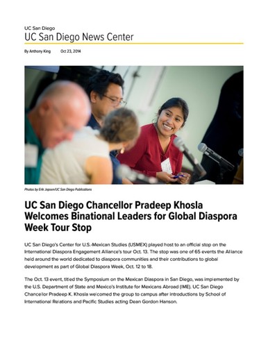 UC San Diego Chancellor Pradeep Khosla Welcomes Binational Leaders for Global Diaspora Week