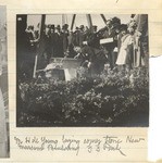 [M.H. De Young laying cornerstone for museum]