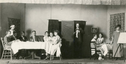 Cast members at the Banning Opera House during the performance of the play, ""The Mad Breakfast"" performed in Banning, California