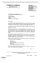 [Letter from Namelex Limited International Services to Norman Jack regarding Shipment to Dubai]