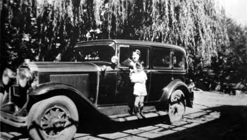 Asparagus farm in the San Fernando Valley, woman in car