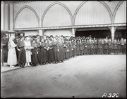 [Group of women in nurse's uniforms at Central Pacific Railroad passenger station, Sacramento]