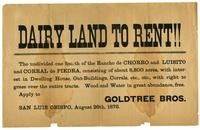 [Advertisement to Rent Dairy Land]