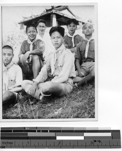 Fr. Cunneen and students at Pingnan, China, 1934