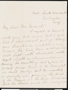 Alice Garland, letter, 193?, to Hamlin Garland