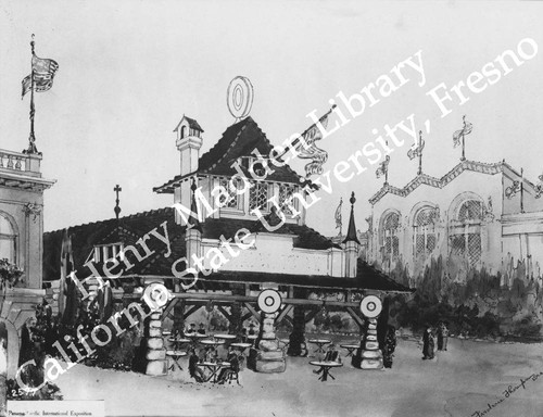 Artist's drawing of proposed roast beef concession by Frederic Thompson, Director