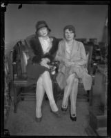Helen Seelye and Ina Branson, prosecution witnesses in the Hickman kidnapping and murder trial, Los Angeles, 1928
