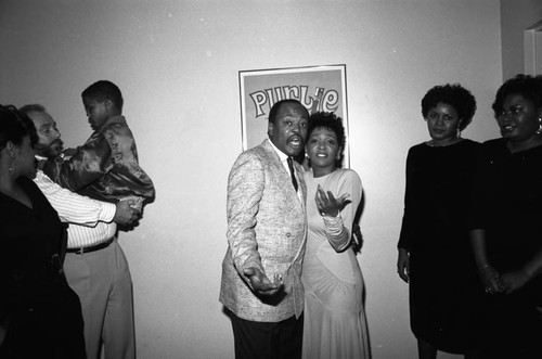 Anita Baker and others posing together at the 11th Annual BRE Conference, Los Angeles, 1987