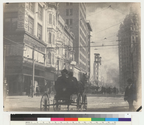 Kearny St. April 18, 1906. [Kohler and Chase building at Kearny and Post Sts.; Call Building, right. No. 1089.]