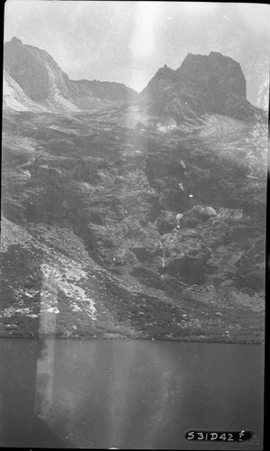 Hamilton Lake, SNP. Panorama, nroth side Hamilton Lake. far right panel of a six panel panorama. 6