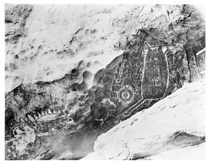Hieroglyphics painted on rocks in Carrigo Plains (30 miles west of McKintrick), San Luis Obispo County, ca.1902