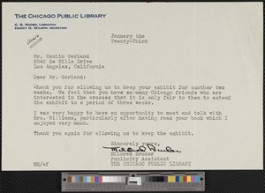 Mildred Bruder, letter, 1940-01-23, to Hamlin Garland