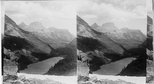 From Gunsight Pass E. over Gunsight Lake Probably Glacier National Park