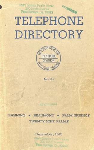 Palm Springs Telephone Directory