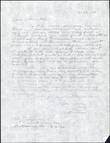 Charles W. Protzman, Sr. letter to Kenneth, 1978-12-26