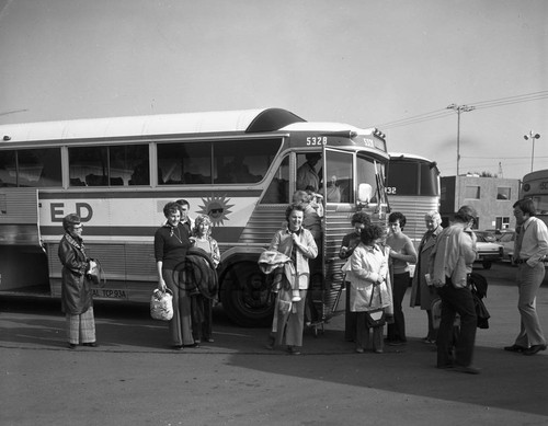 People Coming out of Bus, Los Angeles, ca. 1965