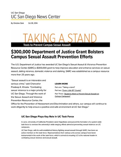 Taking a Stand: Tools to Prevent Campus Sexual Assault