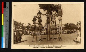 Men on stilts at Porto-Novo, Benin, ca.1920-1940