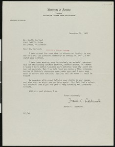 Francis Cummins Lockwood, letter, 1933-12-12, to Hamlin Garland