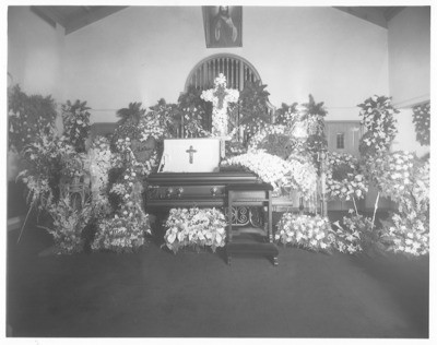 Funeral Rites and Ceremonies - Stockton: Unidentified, deceased, open casket