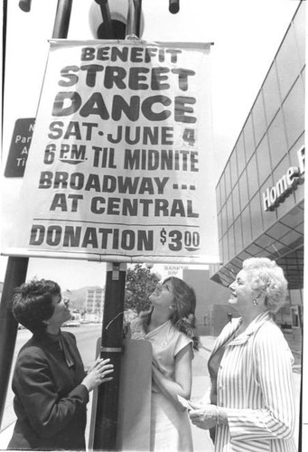 Benefit street dance banner, 1983