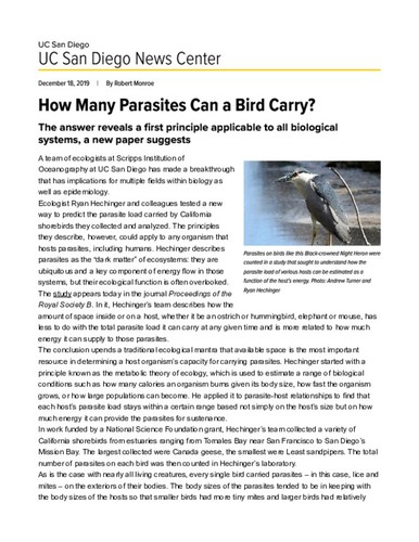 How Many Parasites Can a Bird Carry?
