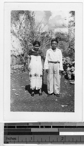 Mayan couple wearing traditional clothes, Xpichil, Quintana Roo, Mexico, ca. 1947