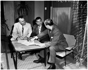 Baseball--Los Angeles Dodgers sign contracts, 1957
