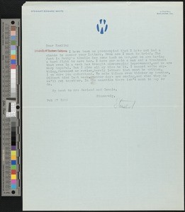 Stewart Edward White, letter, 1939-02-27, to Hamlin Garland