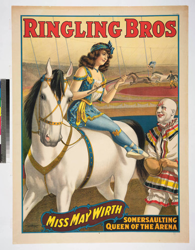Ringling Bros : Miss May Wirth somersaulting queen of the arena