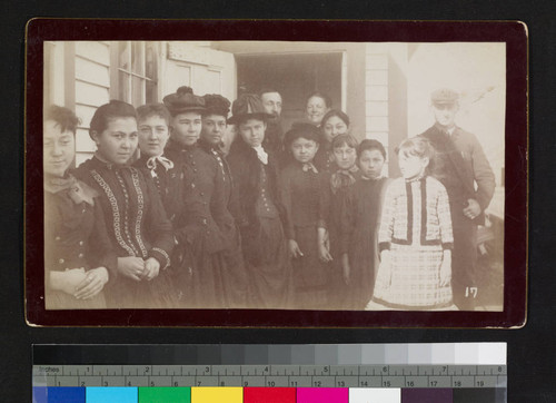 Group of girls, possibly native. Possibly part of school