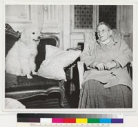 "Gertrude Stein with famous dog Basket."