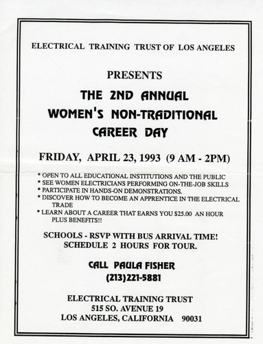 2nd Annual Women's Non-Traditional Career day flyer