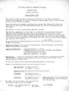 China Society of Southern California. Board Meeting minutes, 1942