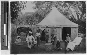 Father Arlen visiting a village, India, ca. 1900-1920
