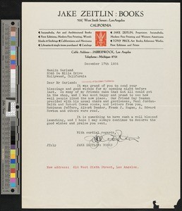 Jake Zeitlin, letter, 1934-12-17, to Hamlin Garland