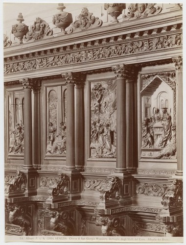 Pe. Ia. No. 12954. Venezia - Chiesa di San Giorgio Maggiore. Dettaglio degli Stalli del Coro. (Alberto del Brule.)
