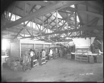 Factories - Stockton: Interior of unidentified factories, warehouses, unidentified laborers