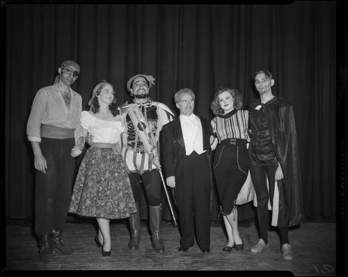 Performers and conductor Francisco Camacho Vega from the Santa Monica Civic Opera, Santa Monica, 1956