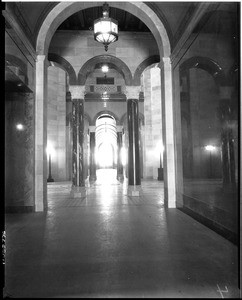 Interior view of a hallway in Los Angeles City Hall