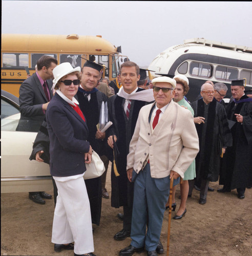 William Banowsky poses with his parents at the dedication of Malibu campus, 1970