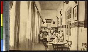 Breakfast at the school for young European girls, Lubumbashi, Congo, ca.1920-1940