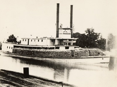 Stockton - Harbors - 1880s: The Centennial steamship on channel