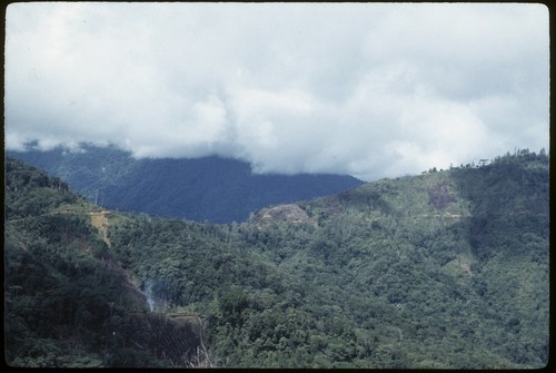 Duwai settlement, gardens and surrounding mountains