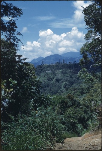 Kwiop, on track facing Togban, houses on ridge