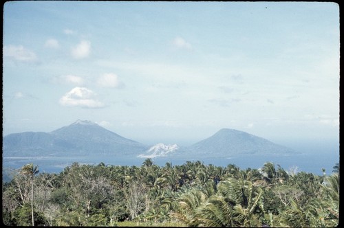 Rabaul area, volcanic peaks, seen from Coastwatcher's Memorial