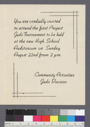 Project Judo Tournament invitation (8-22-43)