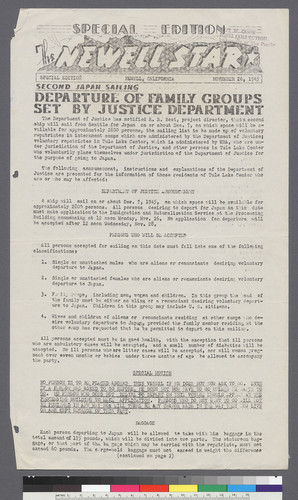 Special Edition, "Departure of Family Groups Set by Justice Department" (11-26-45)