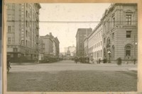 North on 7th St. from Mission St. Dec. 1924. Post Office on the right